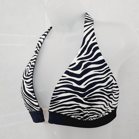 ⤵️WHBM Swim Top zebra print halter style *size XL❤️ - Picture 4 of 15